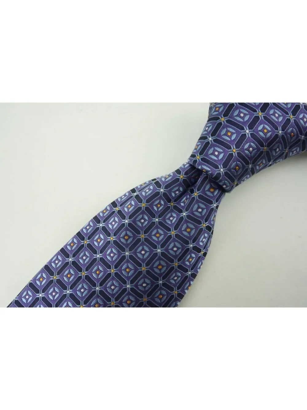 Eton Mauve Iris Eggplant Woven Geometric 100% Silk Tie Brand New With Tags